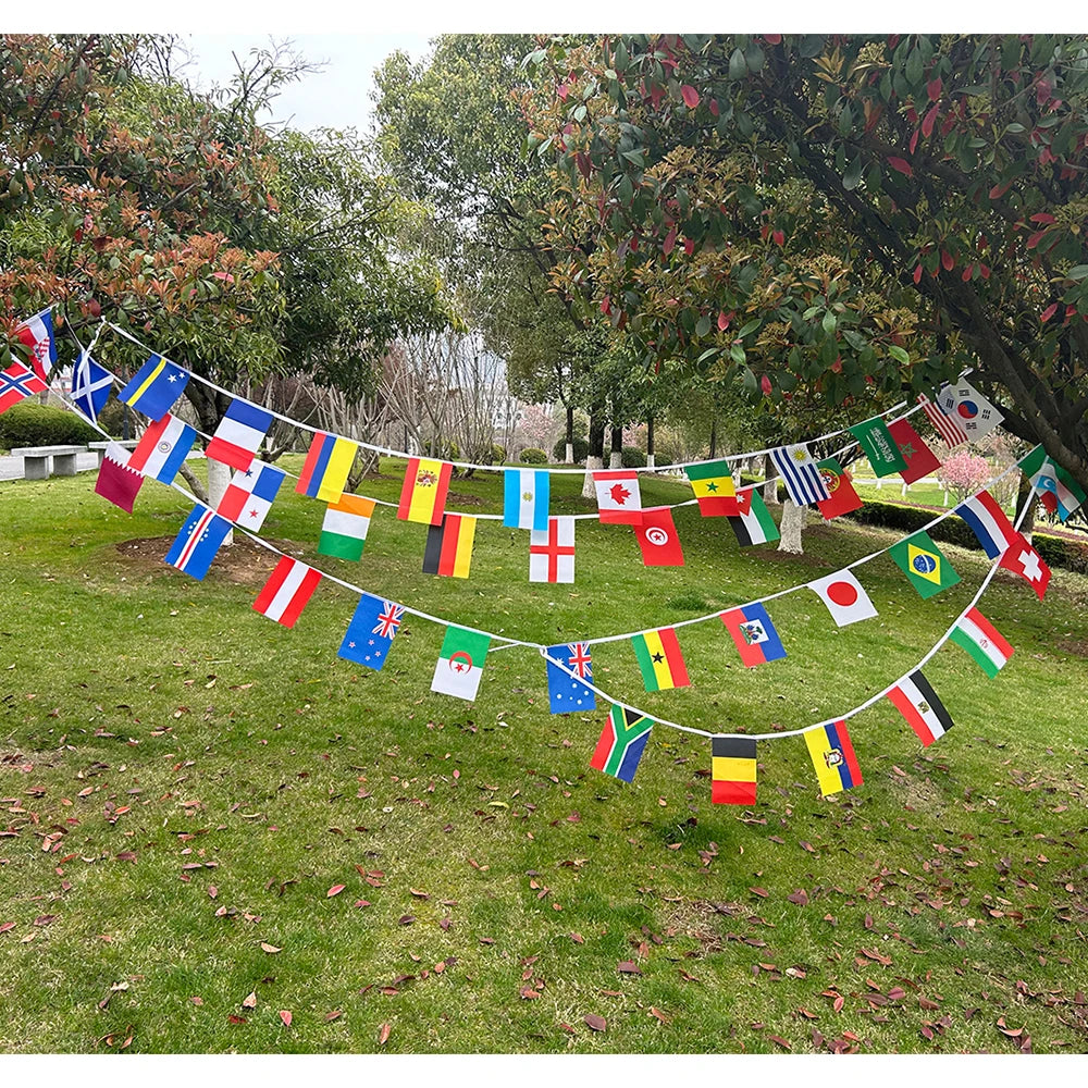 Football Fan Flag Bunting Set – 48 Country Flags for Stadium & Party Décor