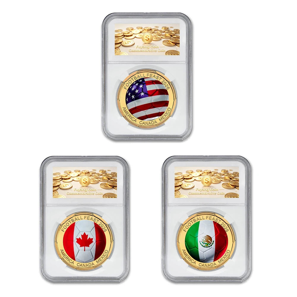 3D Gold Football Commemorative Coins – Collector’s Souvenir Set