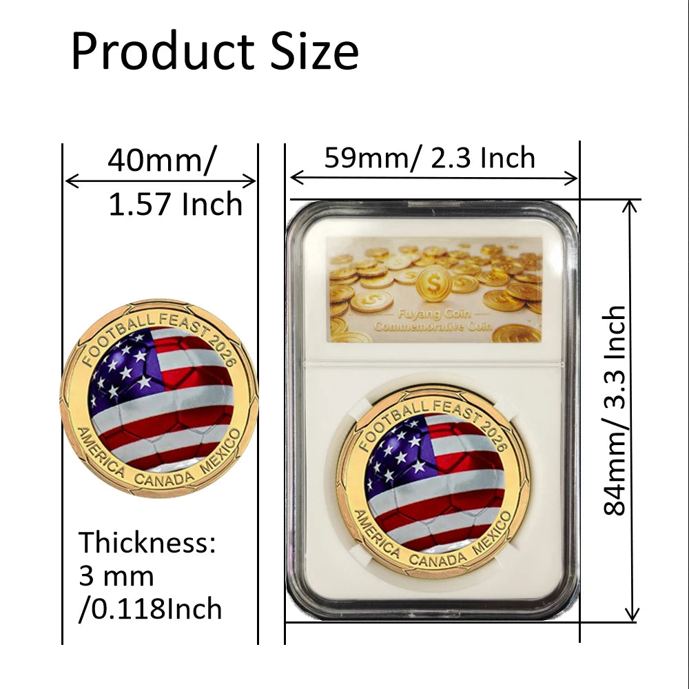 3D Gold Football Commemorative Coins – Collector’s Souvenir Set