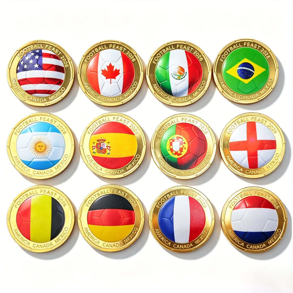 3D Gold Football Commemorative Coins – Collector’s Souvenir Set