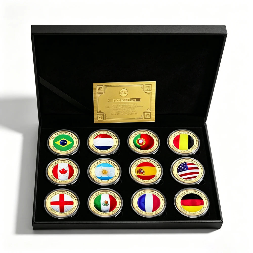 3D Gold Football Commemorative Coins – Collector’s Souvenir Set