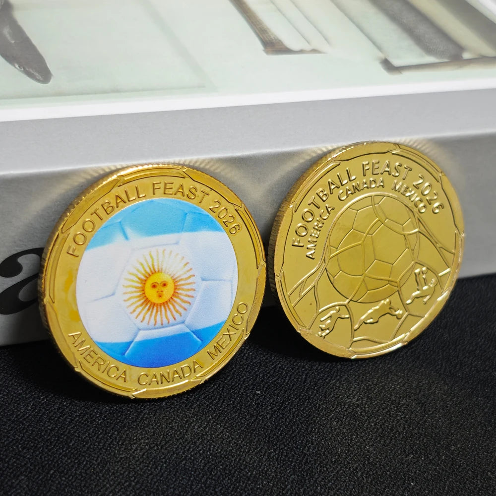 3D Gold Football Commemorative Coins – Collector’s Souvenir Set