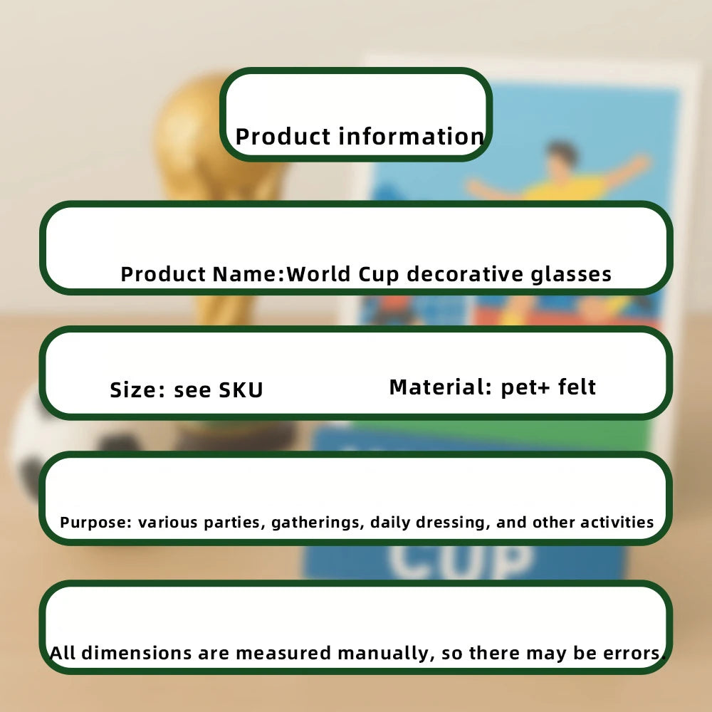 Football Fan Eyeglass Frames – Novelty Cheering Props for Match Day