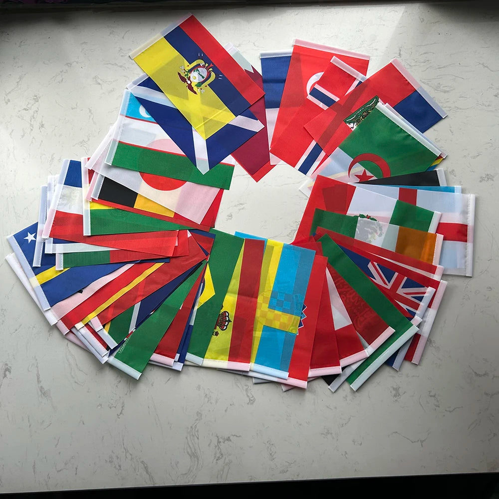 Football Fan Flag Bunting Set – 48 Country Flags for Stadium & Party Décor
