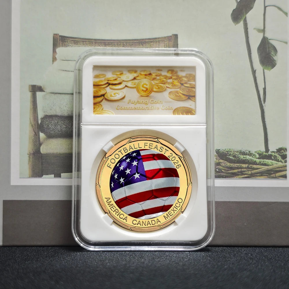 3D Gold Football Commemorative Coins – Collector’s Souvenir Set