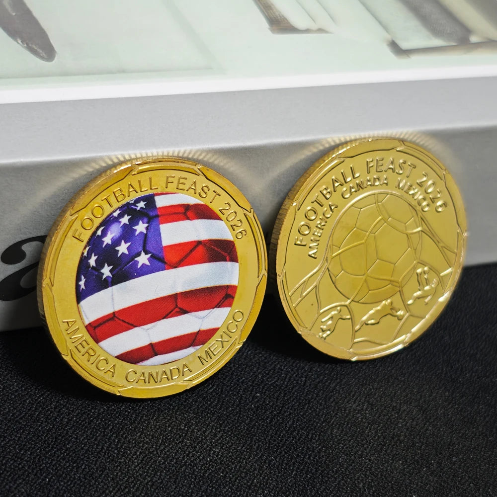 3D Gold Football Commemorative Coins – Collector’s Souvenir Set