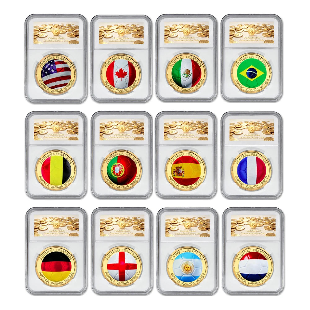 3D Gold Football Commemorative Coins – Collector’s Souvenir Set