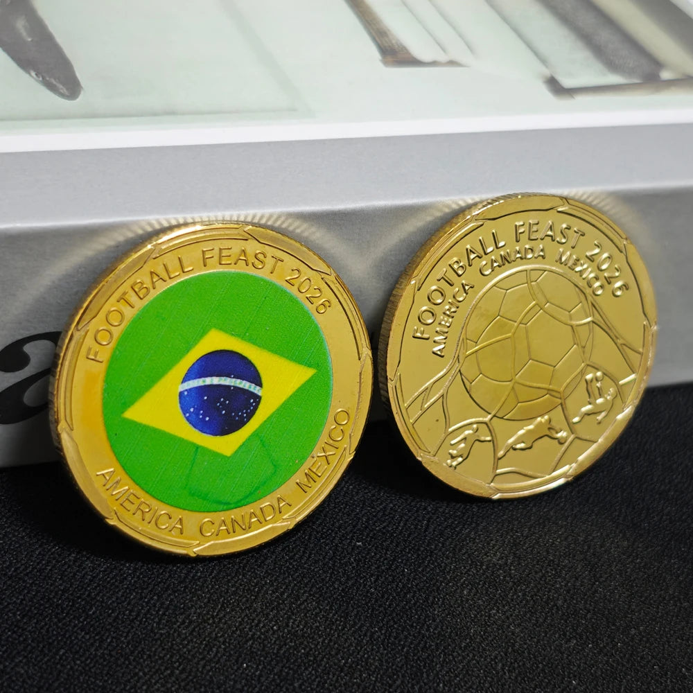 3D Gold Football Commemorative Coins – Collector’s Souvenir Set