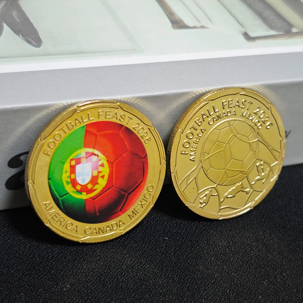 3D Gold Football Commemorative Coins – Collector’s Souvenir Set