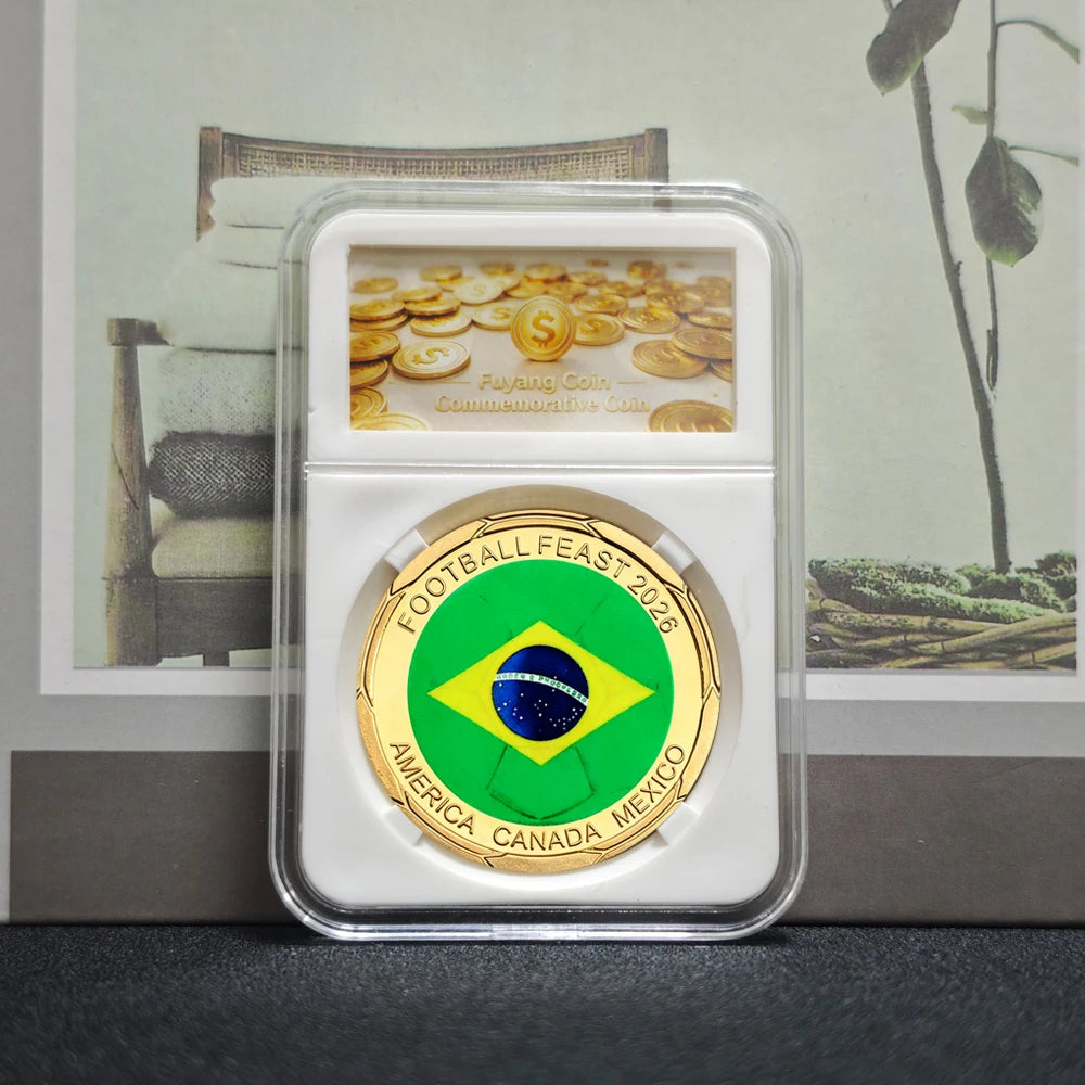 3D Gold Football Commemorative Coins – Collector’s Souvenir Set
