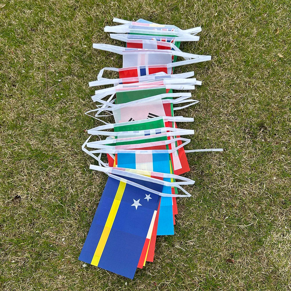 Football Fan Flag Bunting Set – 48 Country Flags for Stadium & Party Décor